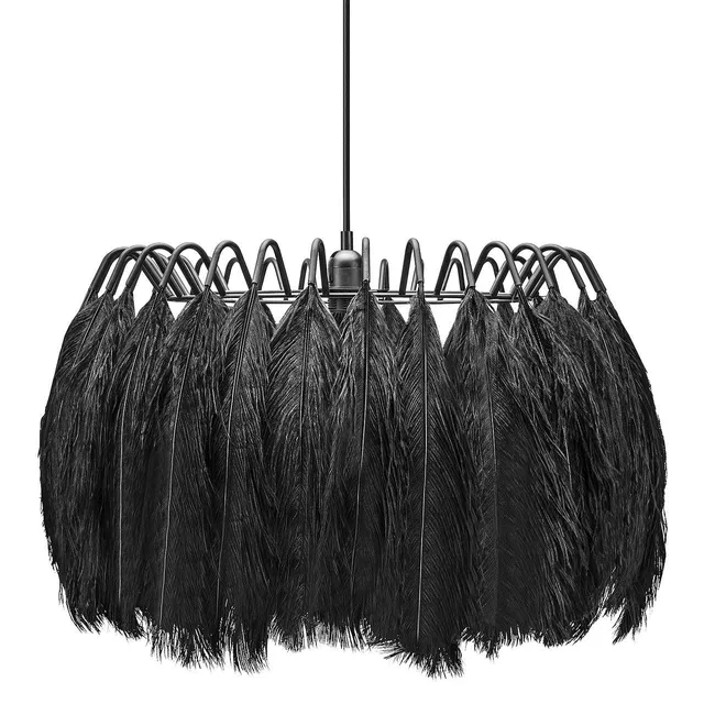 Mineheart Feather Pendelleuchte schwarz Straußenfedern