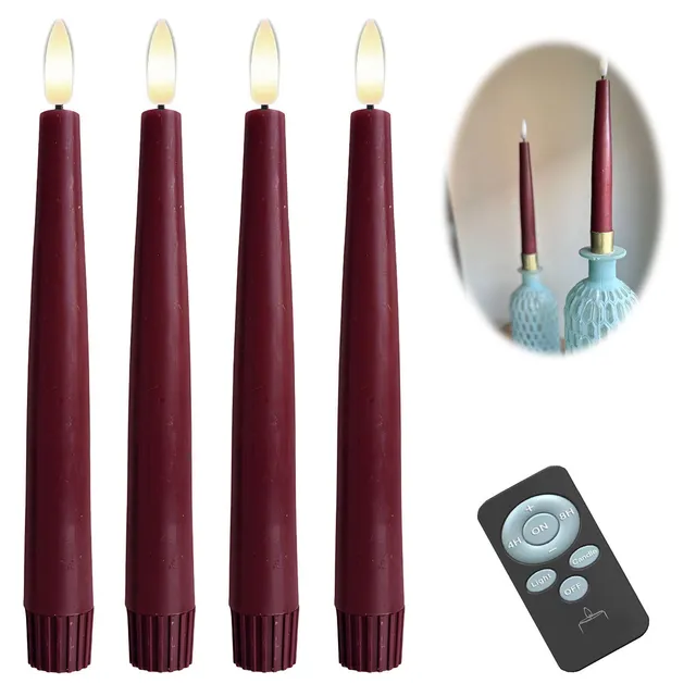 LS-LebenStil Möbel & Wohnen LED Stabkerzen Ribe 4er Rot 26cm