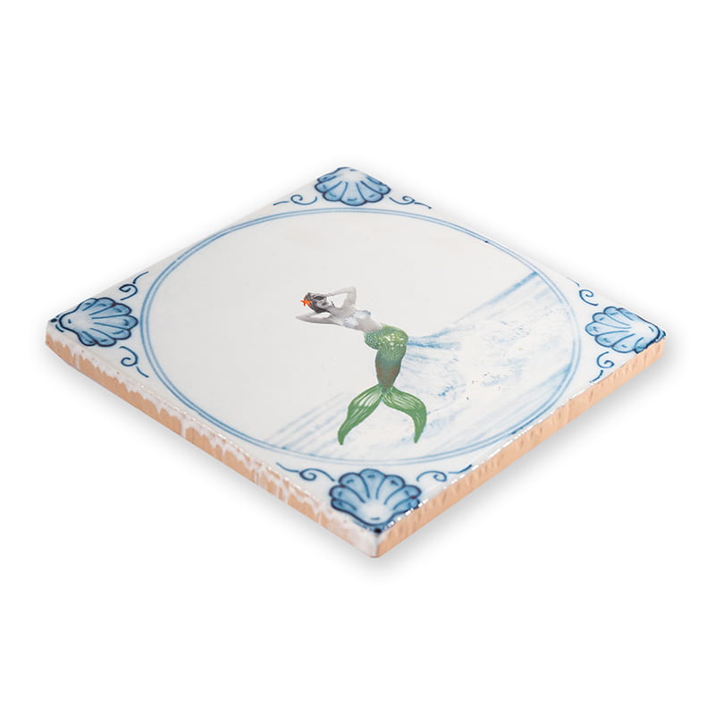 Storytiles Delft Blue Zeemeermin Wandfliese S 10x10 cm Meerjungfrau