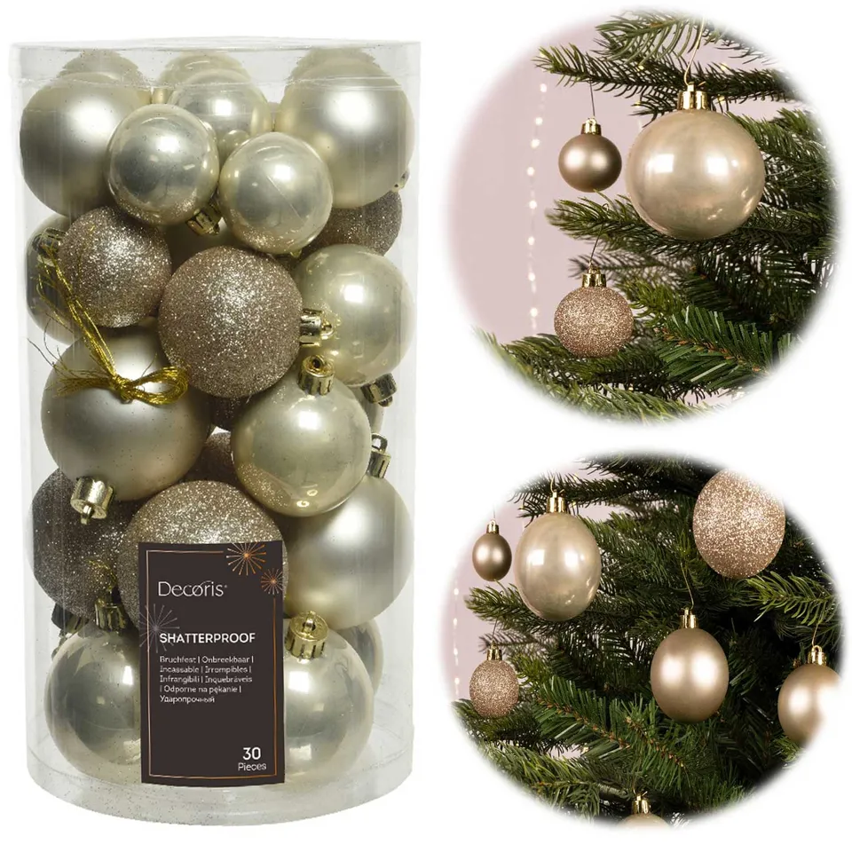 LS-LebenStil Weihnachtskugeln 30tlg Perle 4-6cm Kunststoff matt
