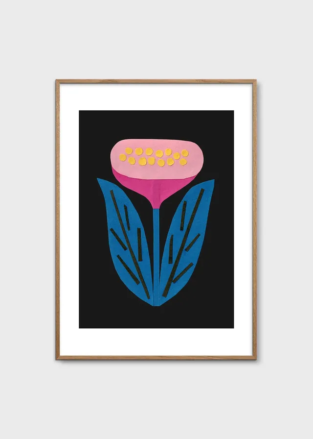 The Poster Club Mysterious Flower Poster A4 schwarz blau