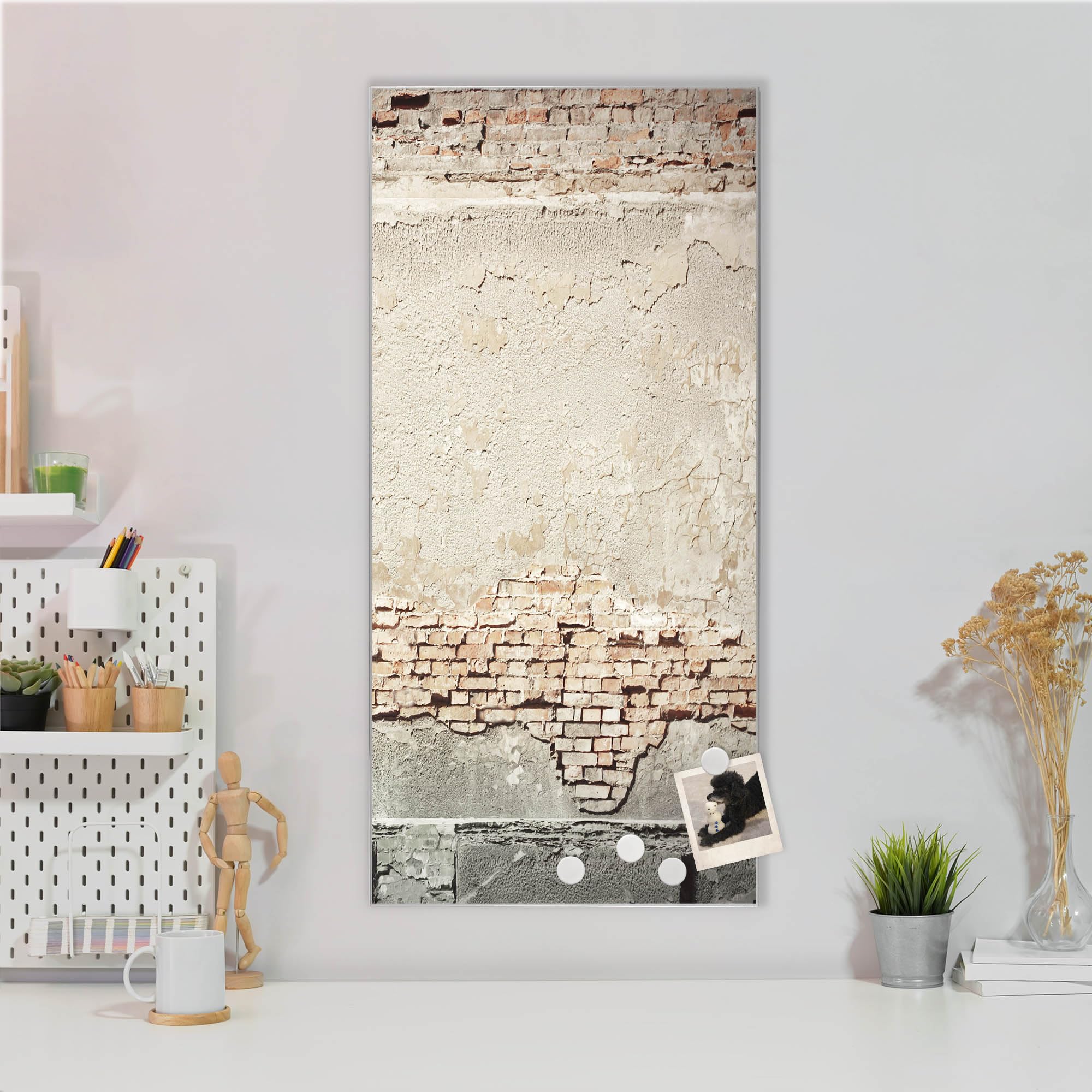 Banjado Magnettafel Metall 37x78 cm Baulücke Silber beschreibbar