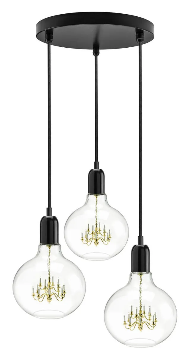 Mineheart King Edison Black Trio Pendelleuchte 3-flammig