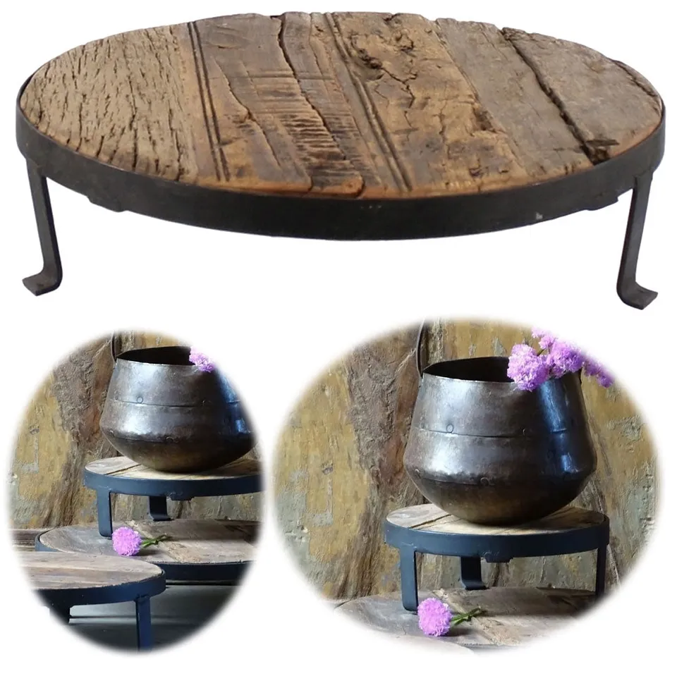 LS-LebenStil Dehli Pflanzenhocker Holz recycelt 25 cm