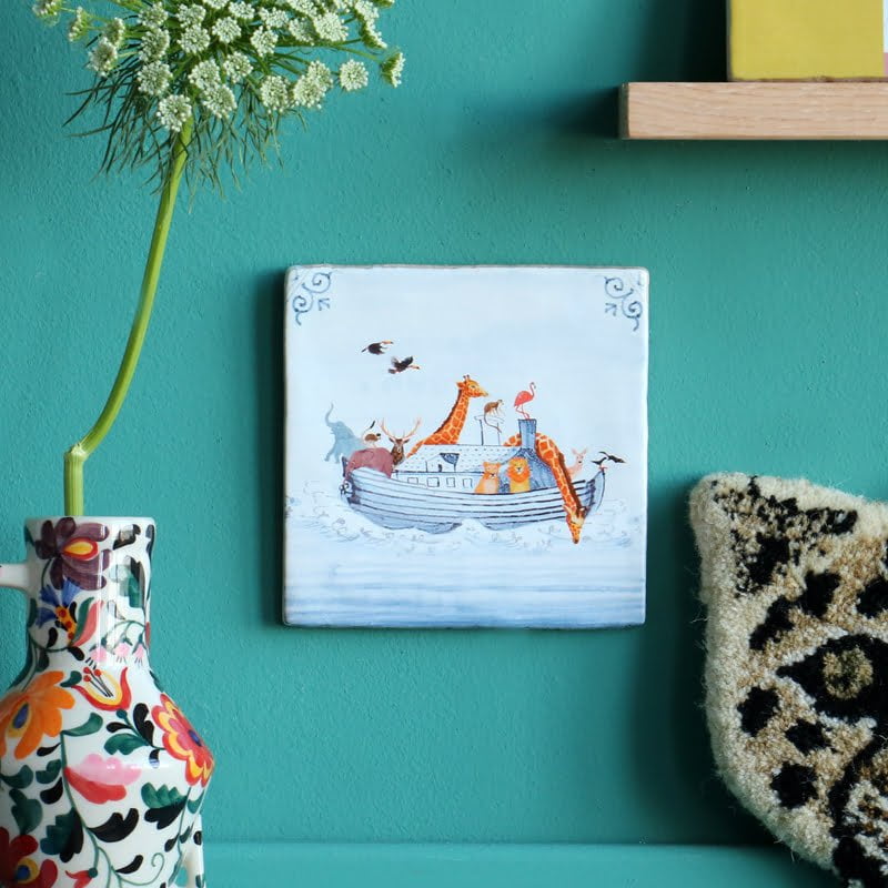 Storytiles Delft blue De ark van t leven Wandfliese S 10x10 cm Arche