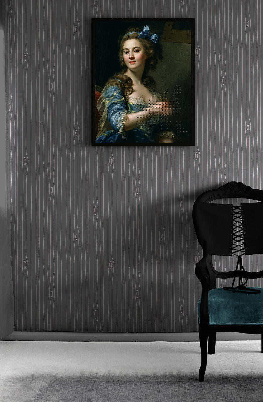 Mineheart Wallpaper Grey Pink Woodgrain Outline Tapete Pastell