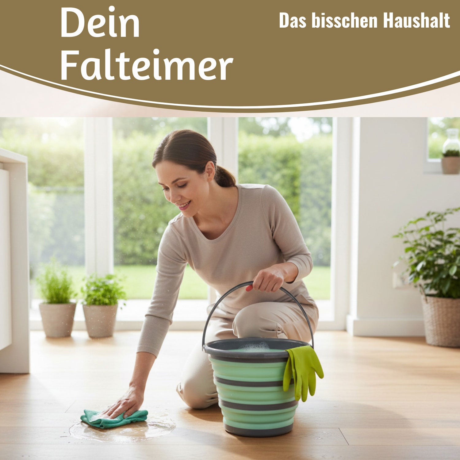 LS-LebenStil Falteimer 10L 35x24cm Grau-Grau mit Griff faltbar