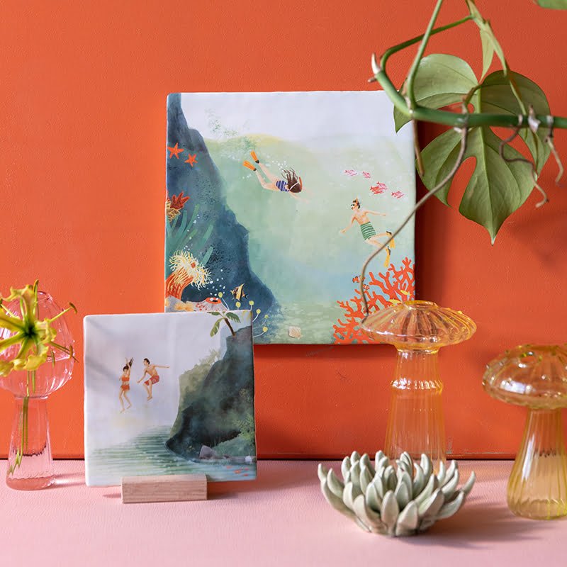 Storytiles Delft Blue Durf te springen Wandfliese S 10x10 cm Spruch