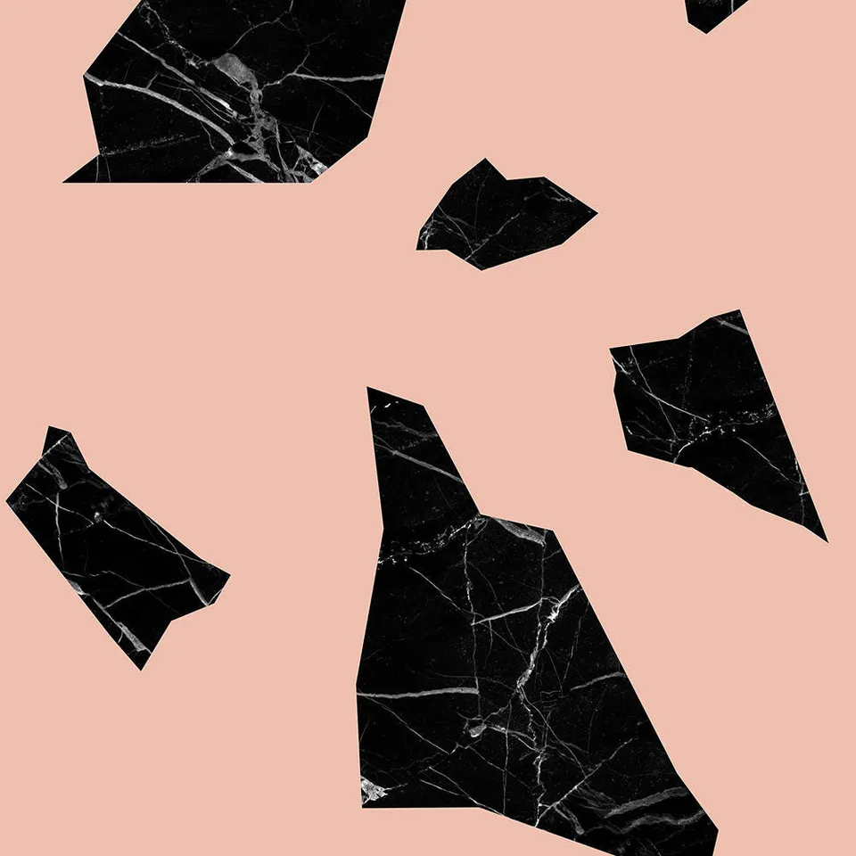Mineheart Marble Fragment Tapete schwarz pink