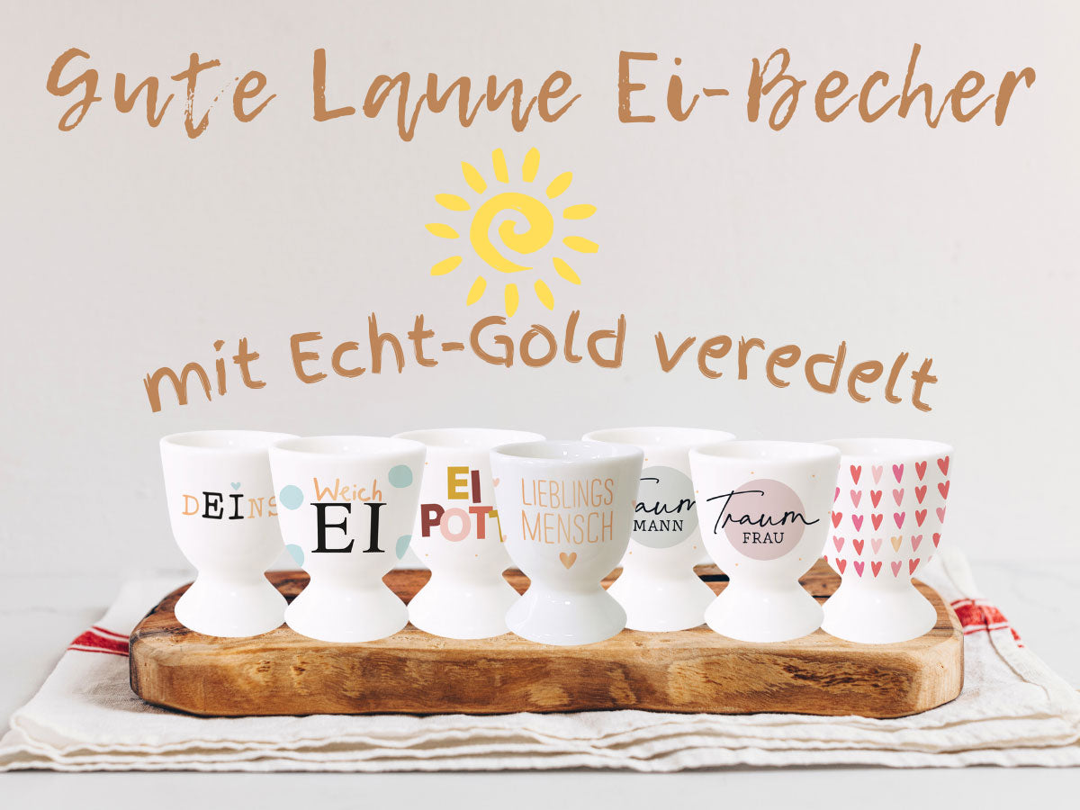 LS-LebenStil Traumfrau Eierbecher Porzellan Weiß Rosa Gold