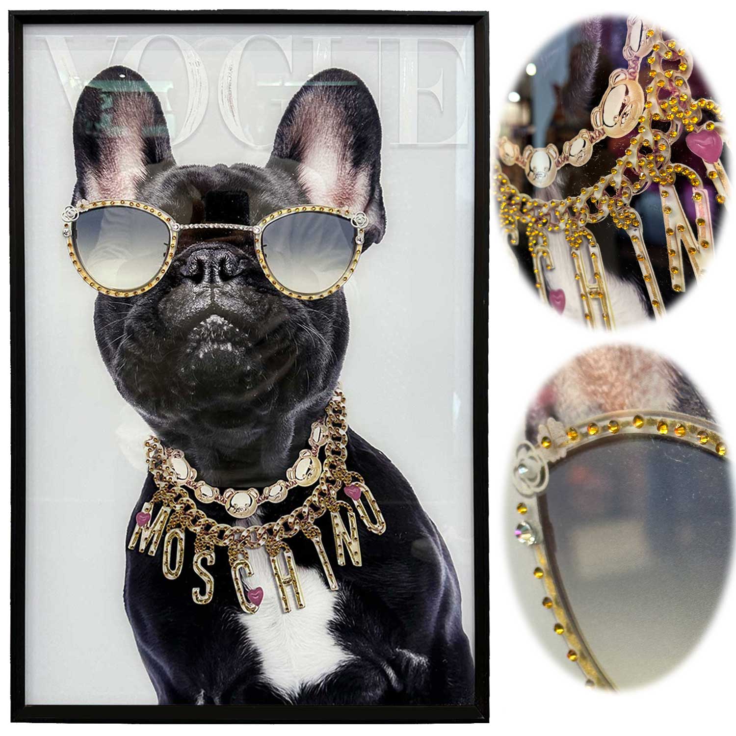 LS-LebenStil Doggy Wandbild 40x60cm Bulldogge schwarz Vogue