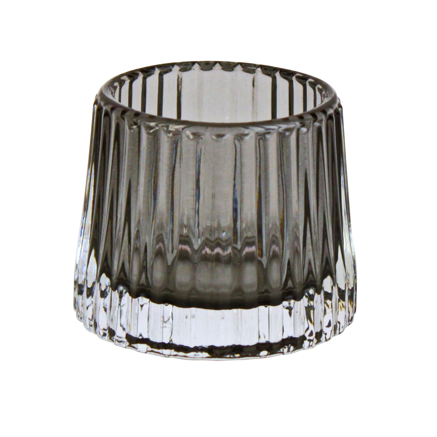 LS-LebenStil Ibiza Glas Teelichthalter Grau 7x8cm 2er Set