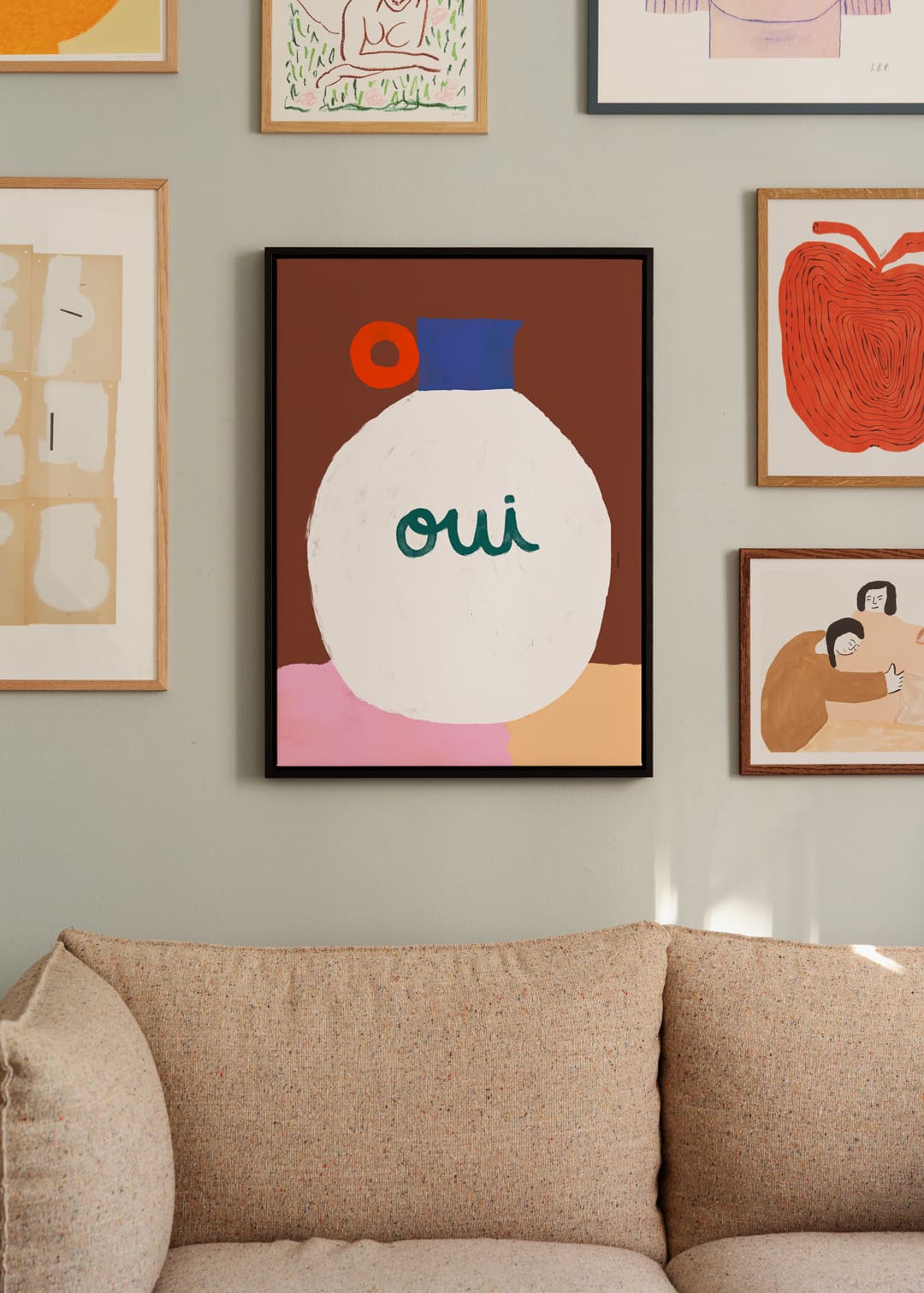 The Poster Club Art Prints Vase Oui Leinwand 30x40 cm beige