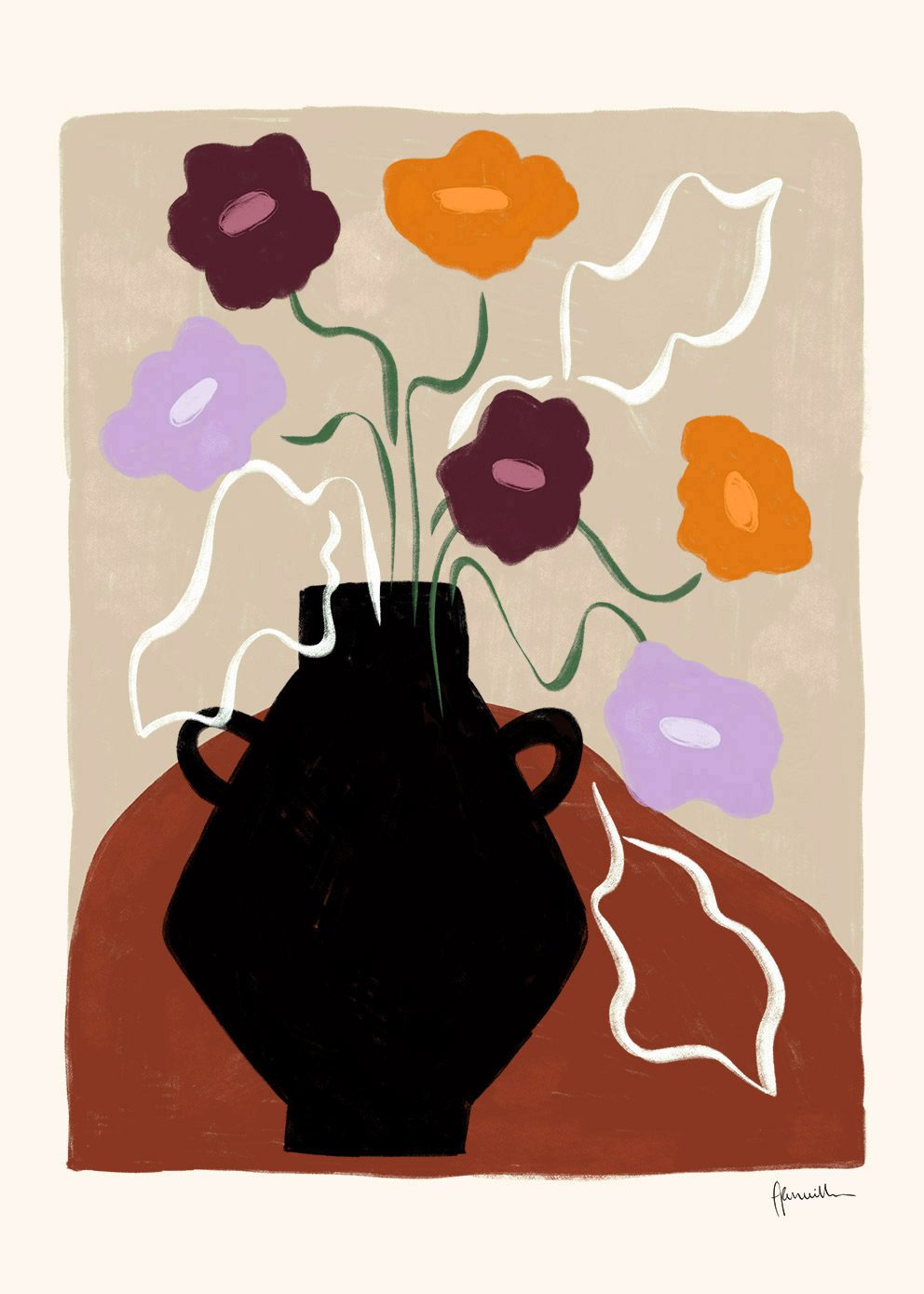 The Poster Club Petunias Kunstdruck 30x40 cm Beige Botanik
