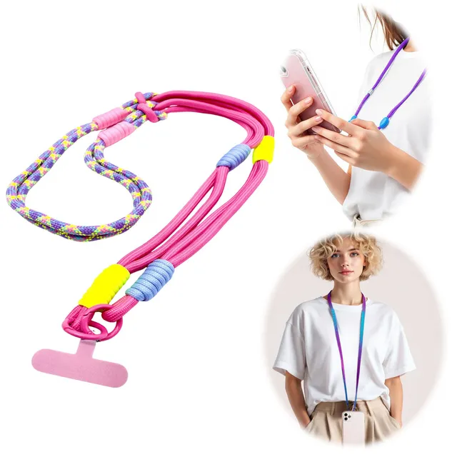 LS-LebenStil Uhren & Schmuck Palma Handykette rose lila 125cm Universalpad