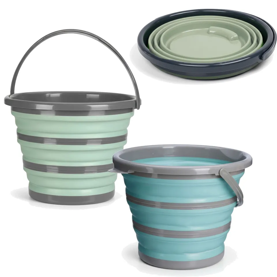 LS-LebenStil Falteimer 10L 35x24cm Grau-Grau mit Griff faltbar