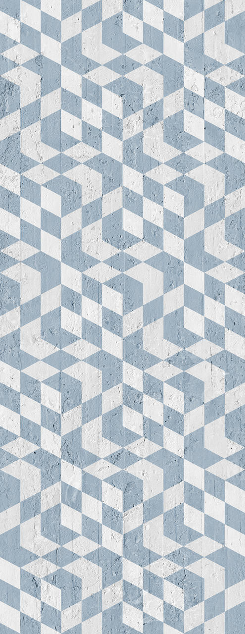 Mineheart Wallpaper Navy Geometric Cubes Tapete Blau Vlies