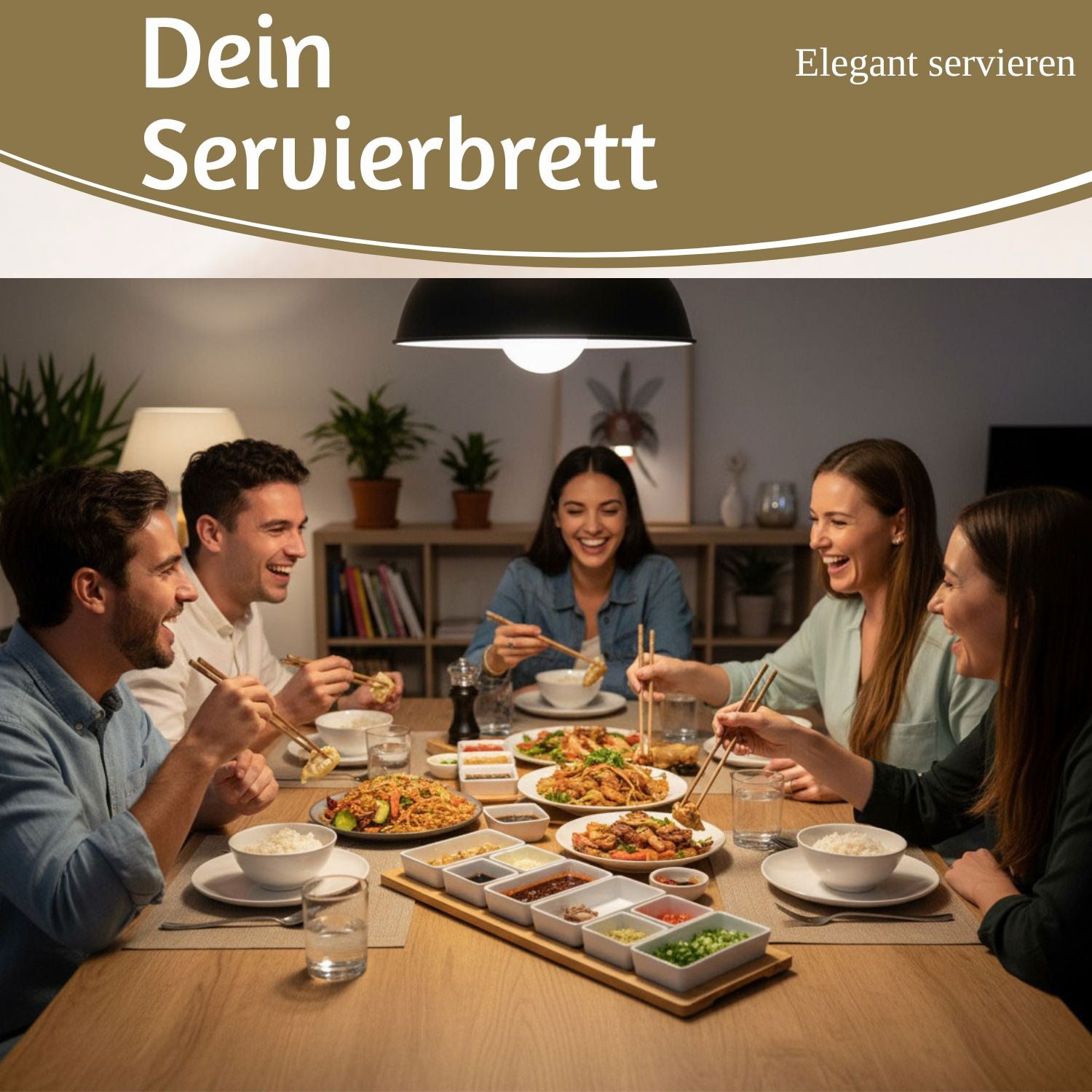 LS-LebenStil Küche & Haushalt Snacktablett 58cm 9-teilig Bambus