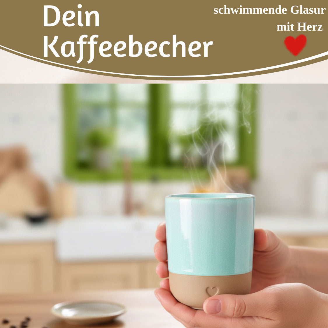 LS-LebenStil Tontasse Herz Aqua 190 ml Steingut