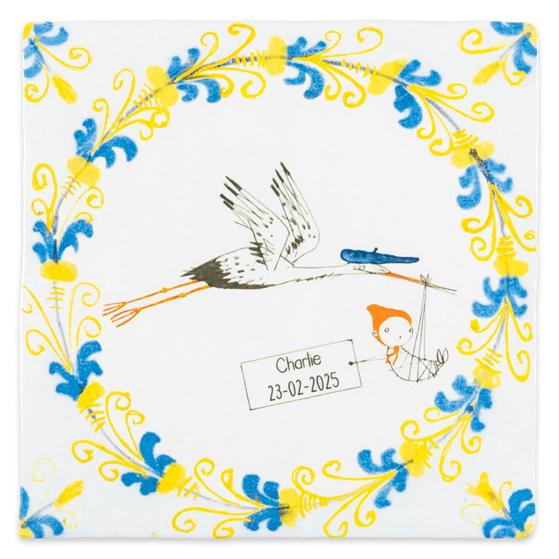 Storytiles Delft Blue Hallo kleintje! Baby-Fliese S 10x10 cm