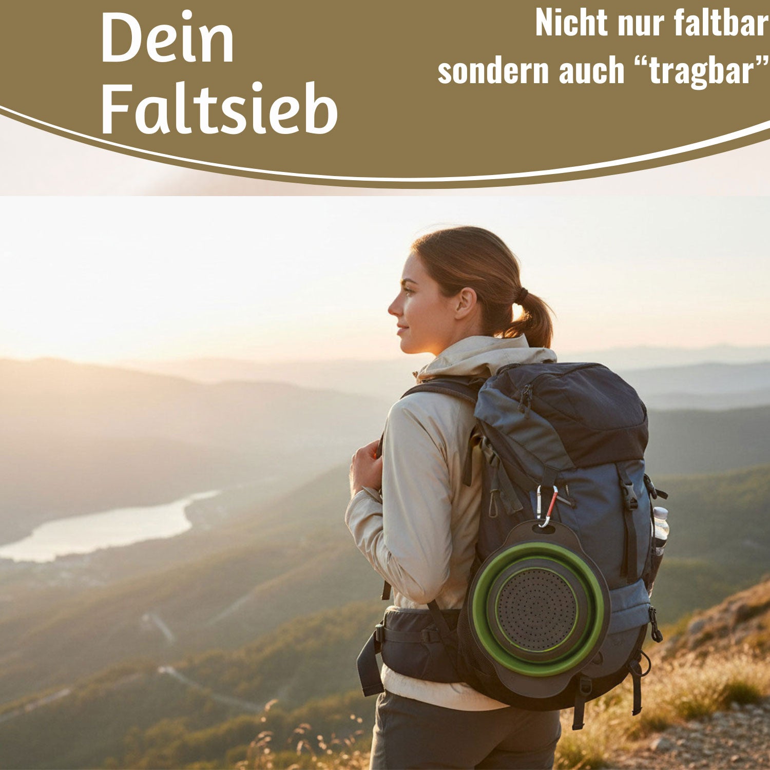 LS-LebenStil Abtropfsieb Faltbar 23cm Rund Nudelsieb Camping