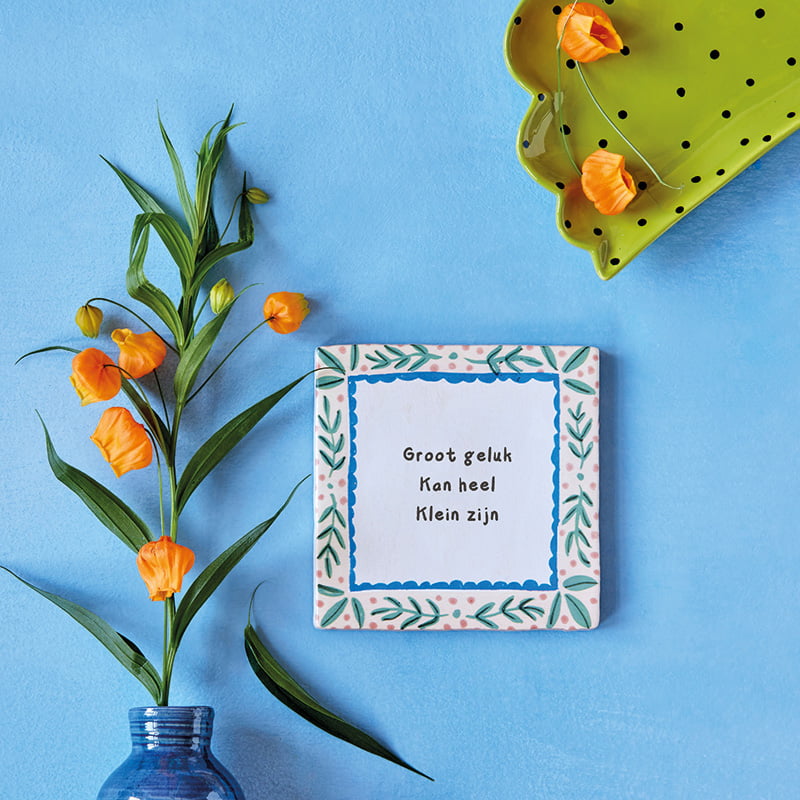 Storytiles Delft Blue Grüne Zweige Fliese M 13x13 cm personalisiert
