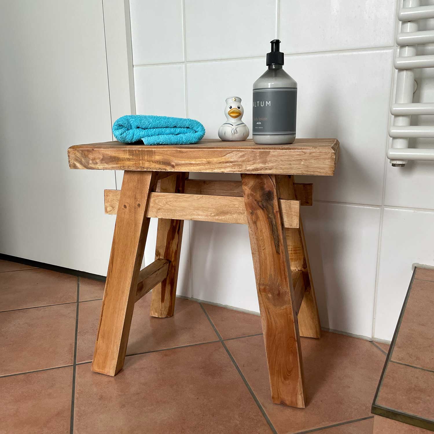 LS-LebenStil Möbel & Wohnen XL Holzhocker Teak 50cm Sitzhocker