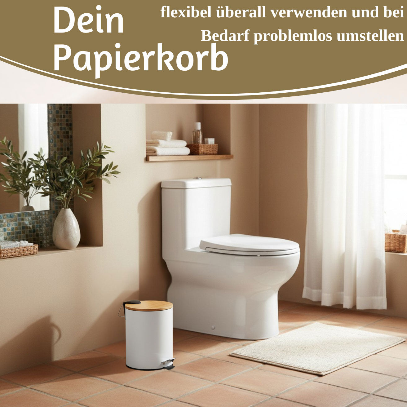 LS-LebenStil Tretmülleimer 3L Weiss Rund Soft Close