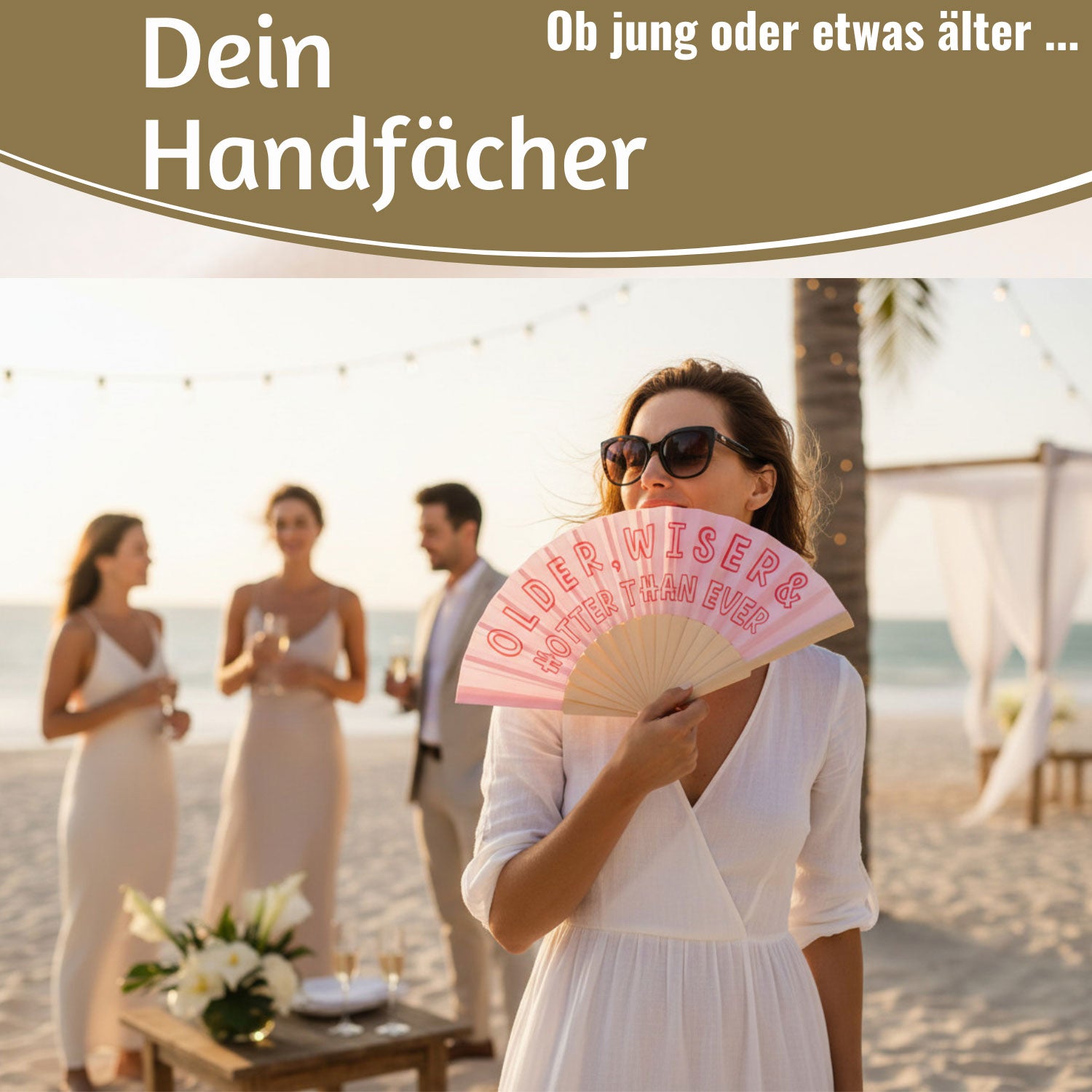 LS-LebenStil Older Wiser Hotter Fächer Pink Rot faltbar