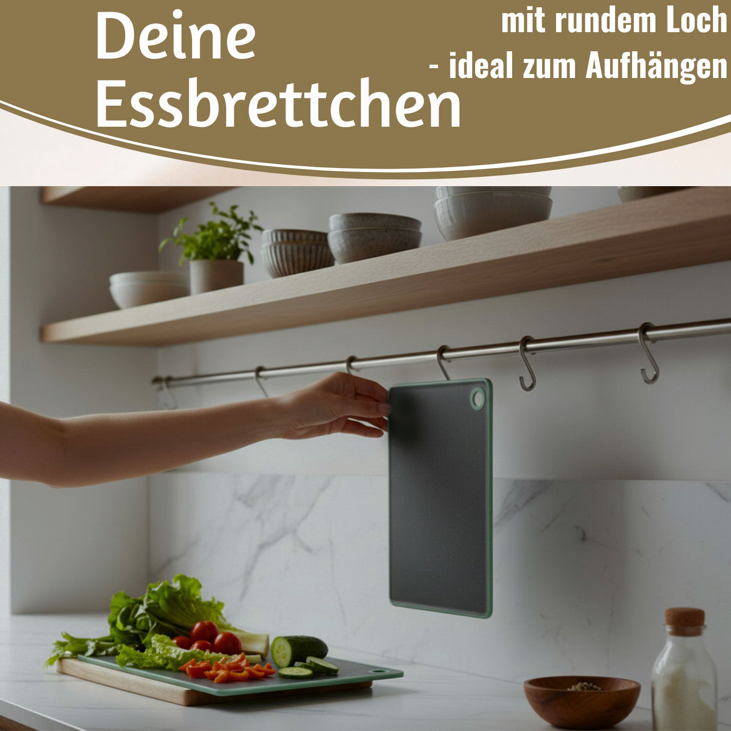 LS-LebenStil Essbrettchen 6er Set Kunststoff grau 23x16cm