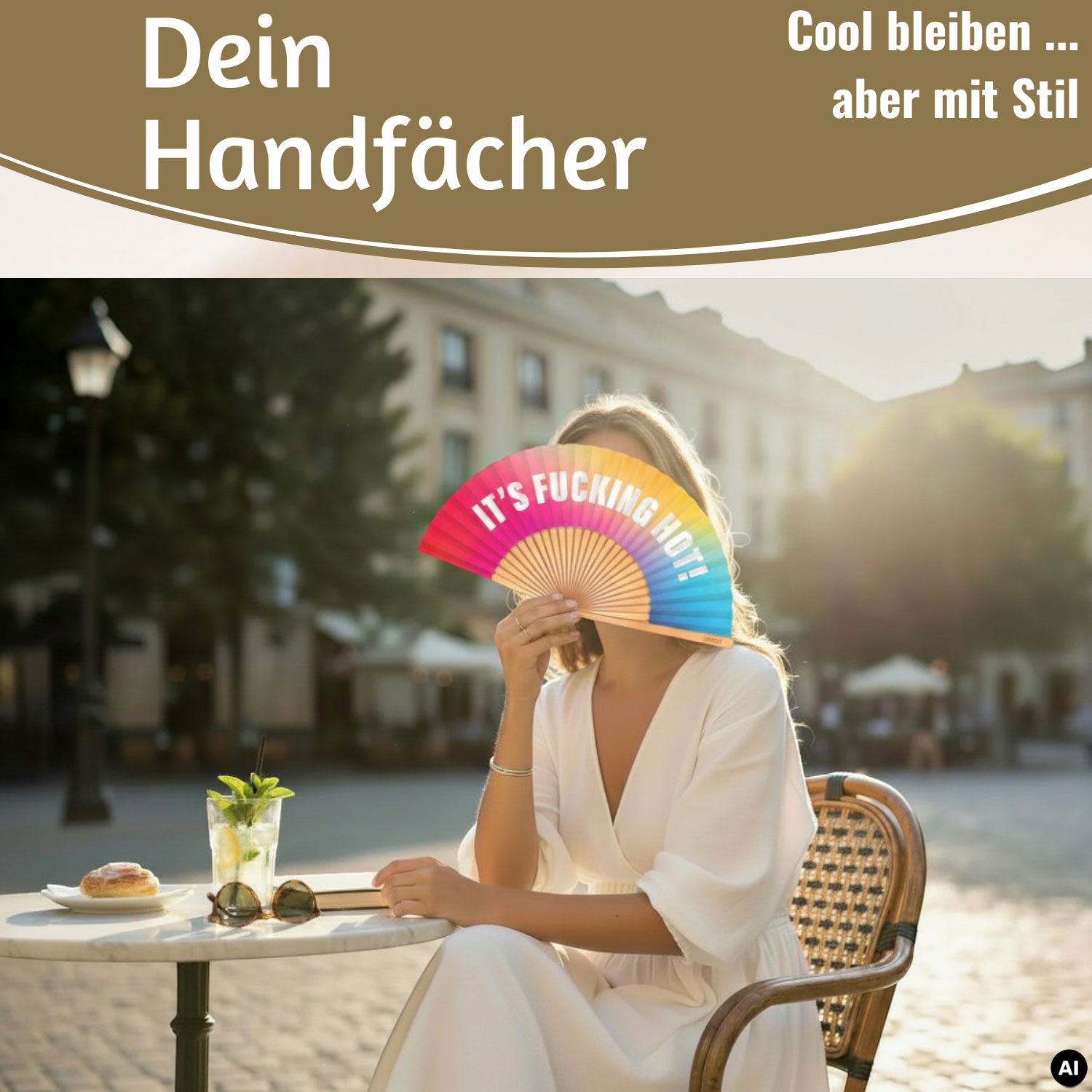 LS-LebenStil Shopper & Taschen Handfächer Holz Stoff bunt faltbar
