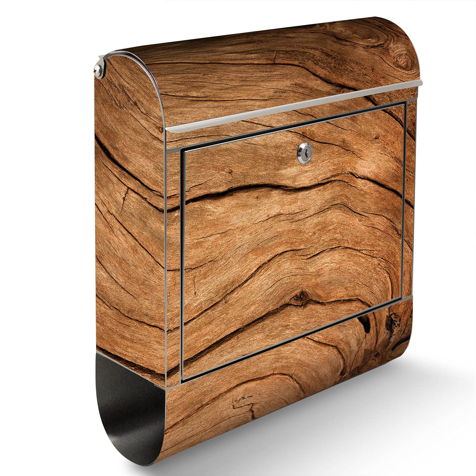 Banjado Briefkasten Standbriefkasten Edelstahl Trockenes Holz mit Zeitungsfach