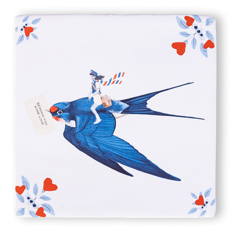 Storytiles Delft Blue Sending you a message Fliese 10x10 cm