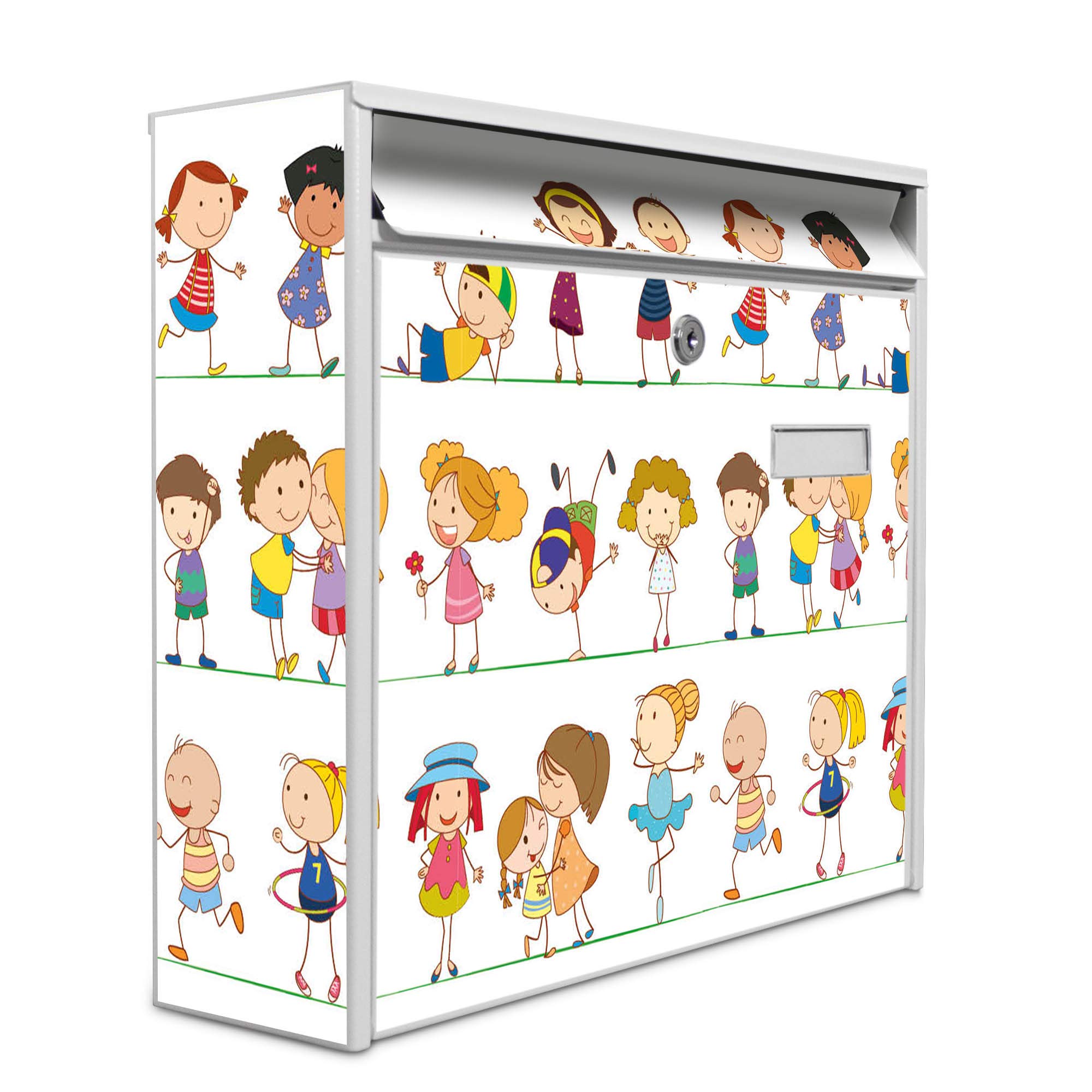 Banjado Briefkasten Kinder Weiss A4 32x36cm mit Namensschild