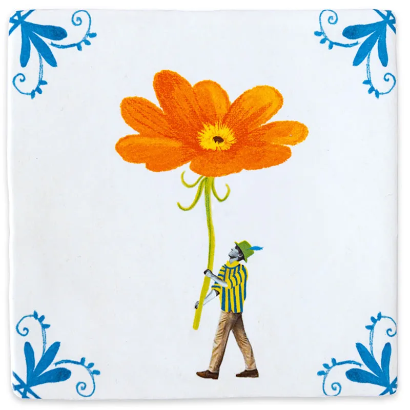Storytiles Delft Blue Bloom Fliese 10x10 cm Blume Orange