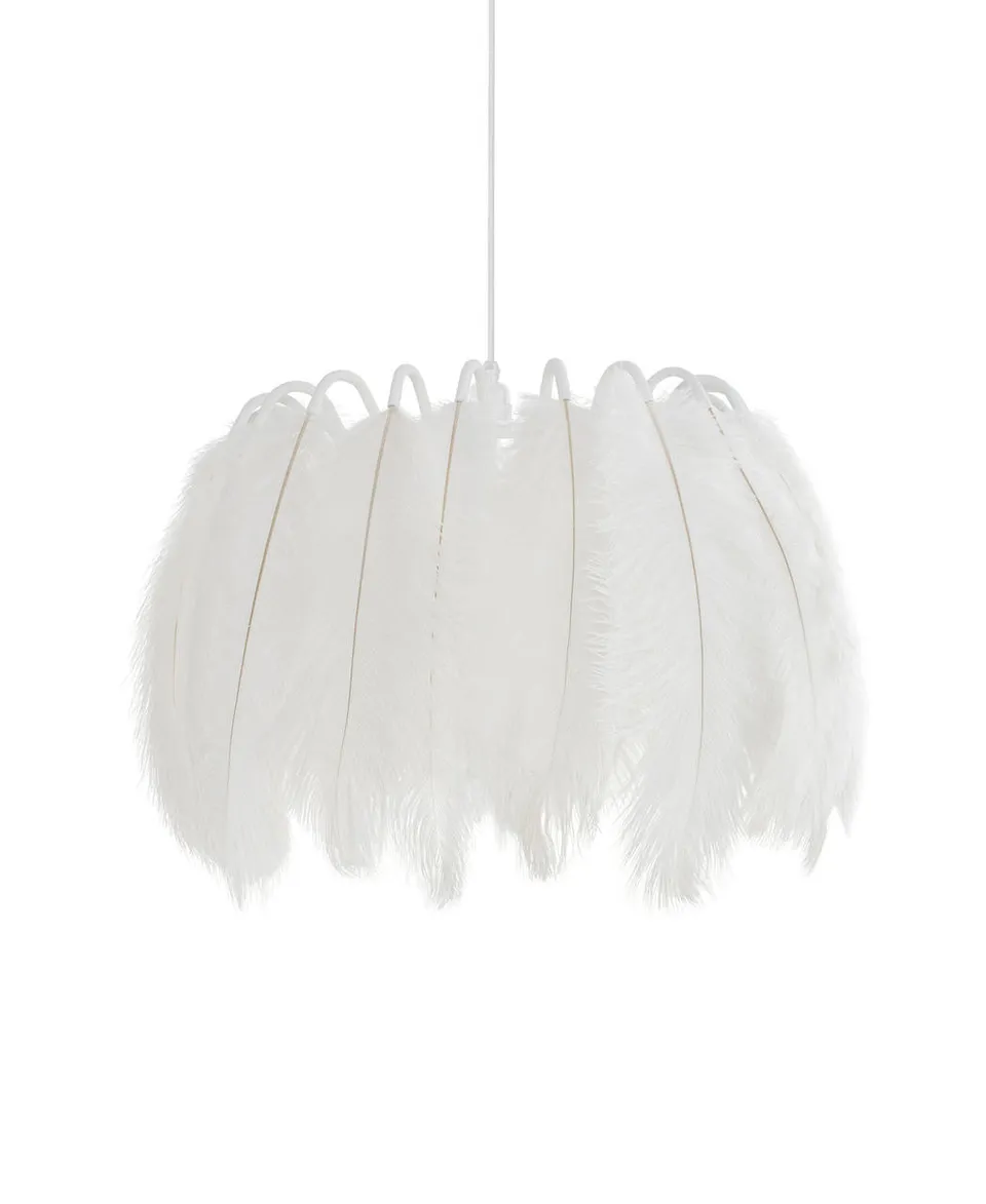 Mineheart Feather Pendelleuchte weiß Straußenfedern