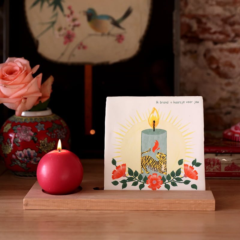 StoryTiles Delft Blue Licht geeft kracht Fliese S 10x10 cm Kerze