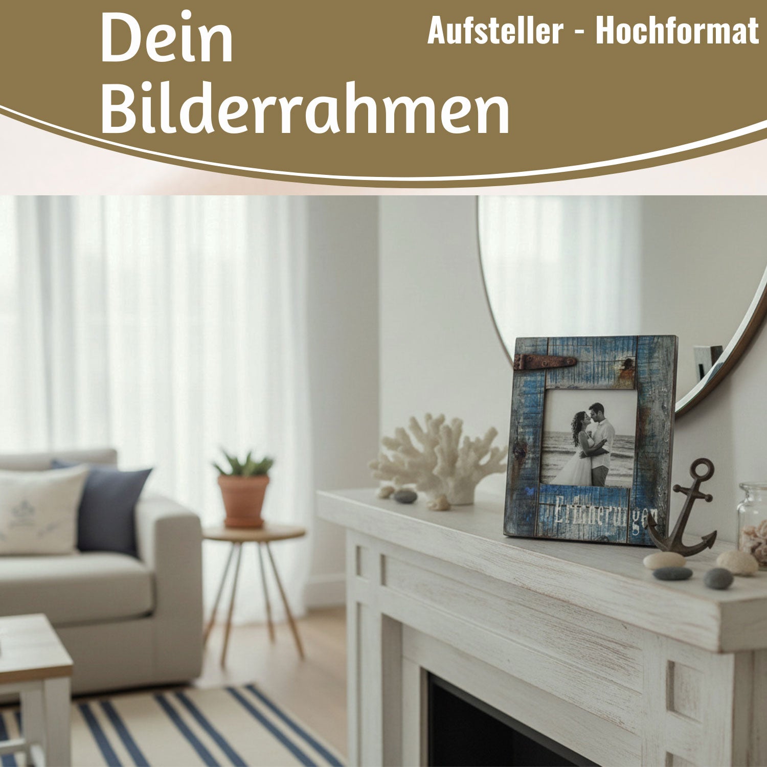 LS-LebenStil Küche Bilderrahmen Maritim Blau 17x14cm 9x9