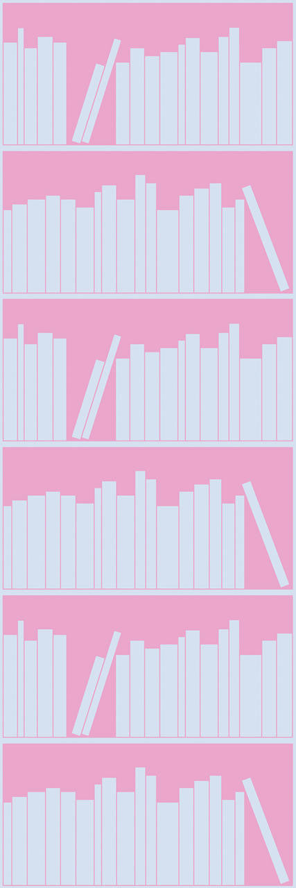 Mineheart Wallpaper Bookshelf Outline Tapete blau rosa