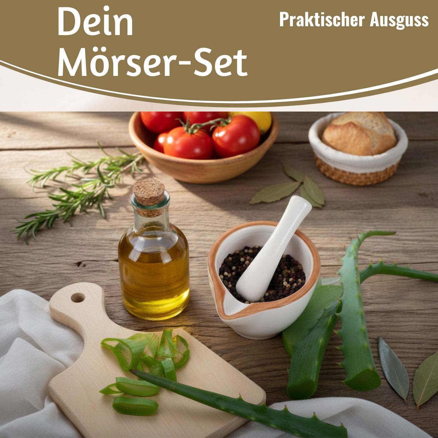 LS-LebenStil Küche & Haushalt Keramik Mörser Braun-Weiß 12cm Gewürz
