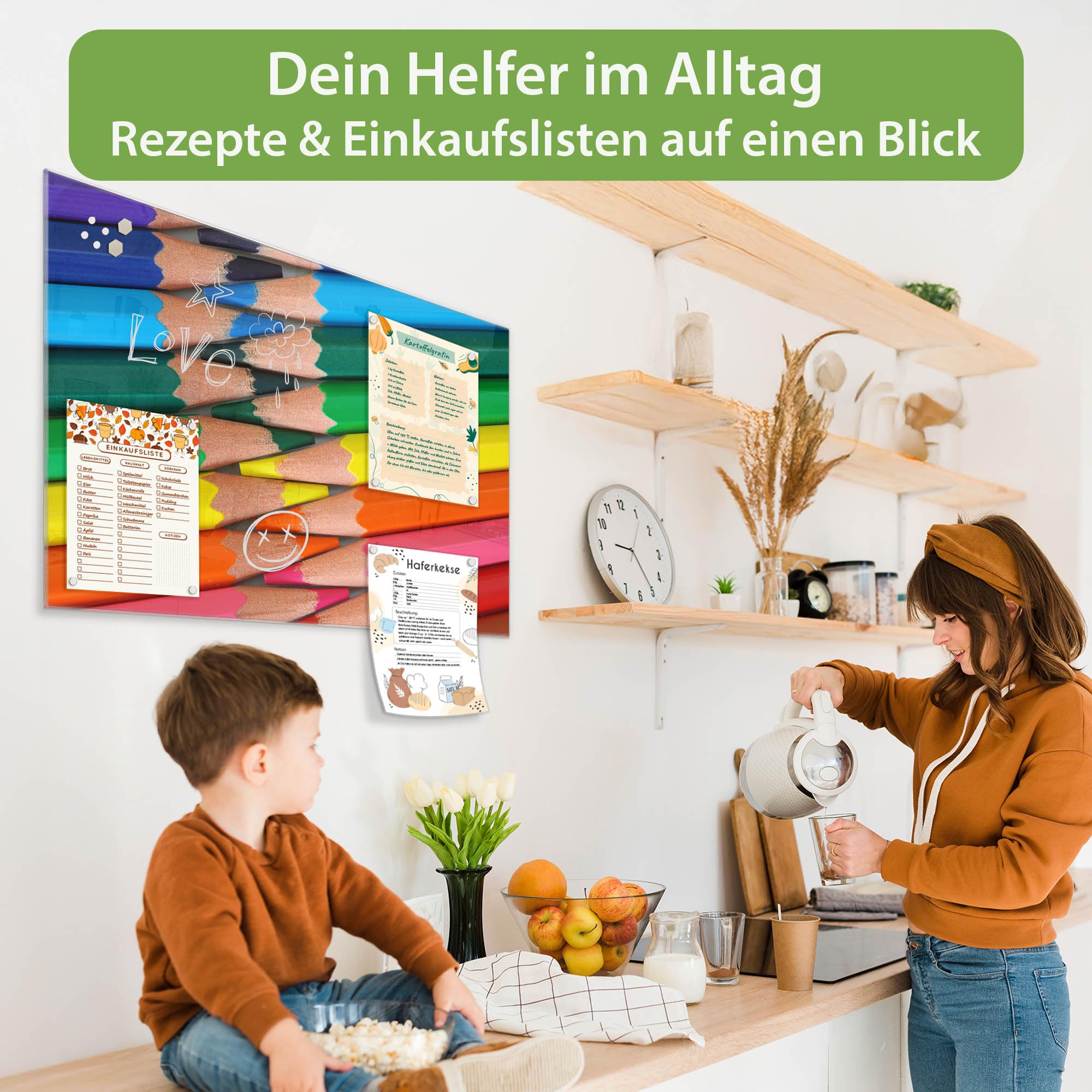 Banjado Magnettafel Glas 120x80 cm Malstifte Kinderzimmer beschreibbar