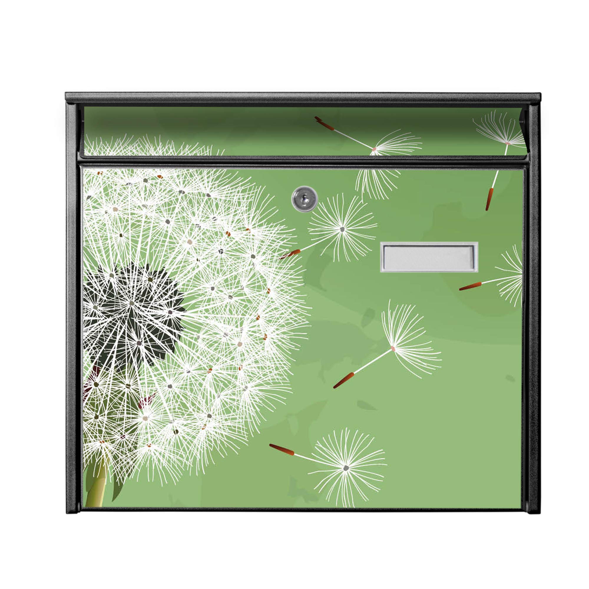 Banjado Briefkasten Pusteblume 3 Schwarz A4 ohne Zeitungsfach