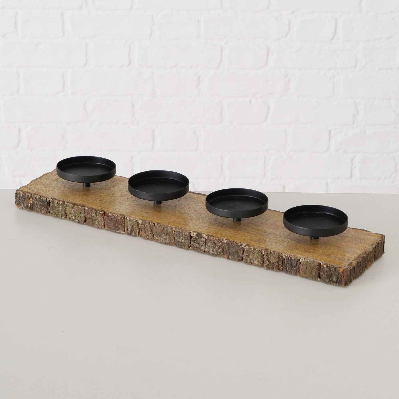LS-LebenStil Kerzenschale Holz Braun 4-fach 46cm ohne Dorn