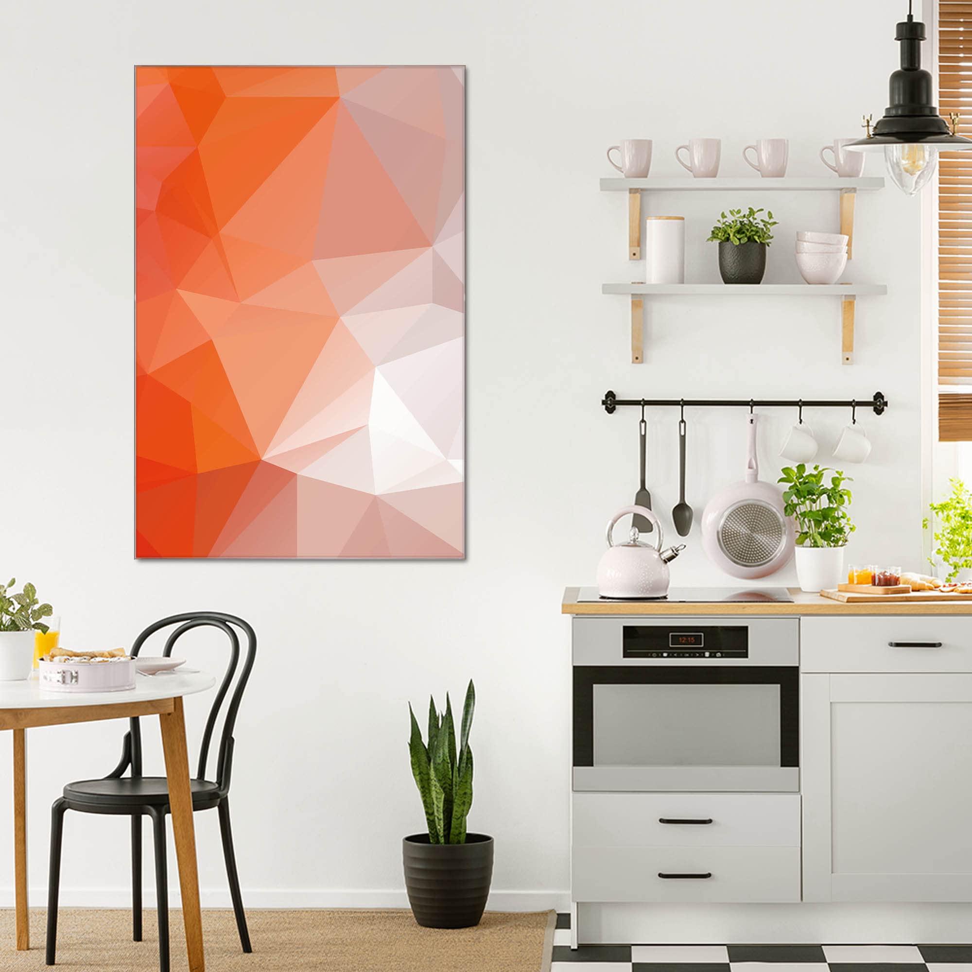 Banjado Magnettafel Orange Polygon Magnetboard 40x60 abstrakt
