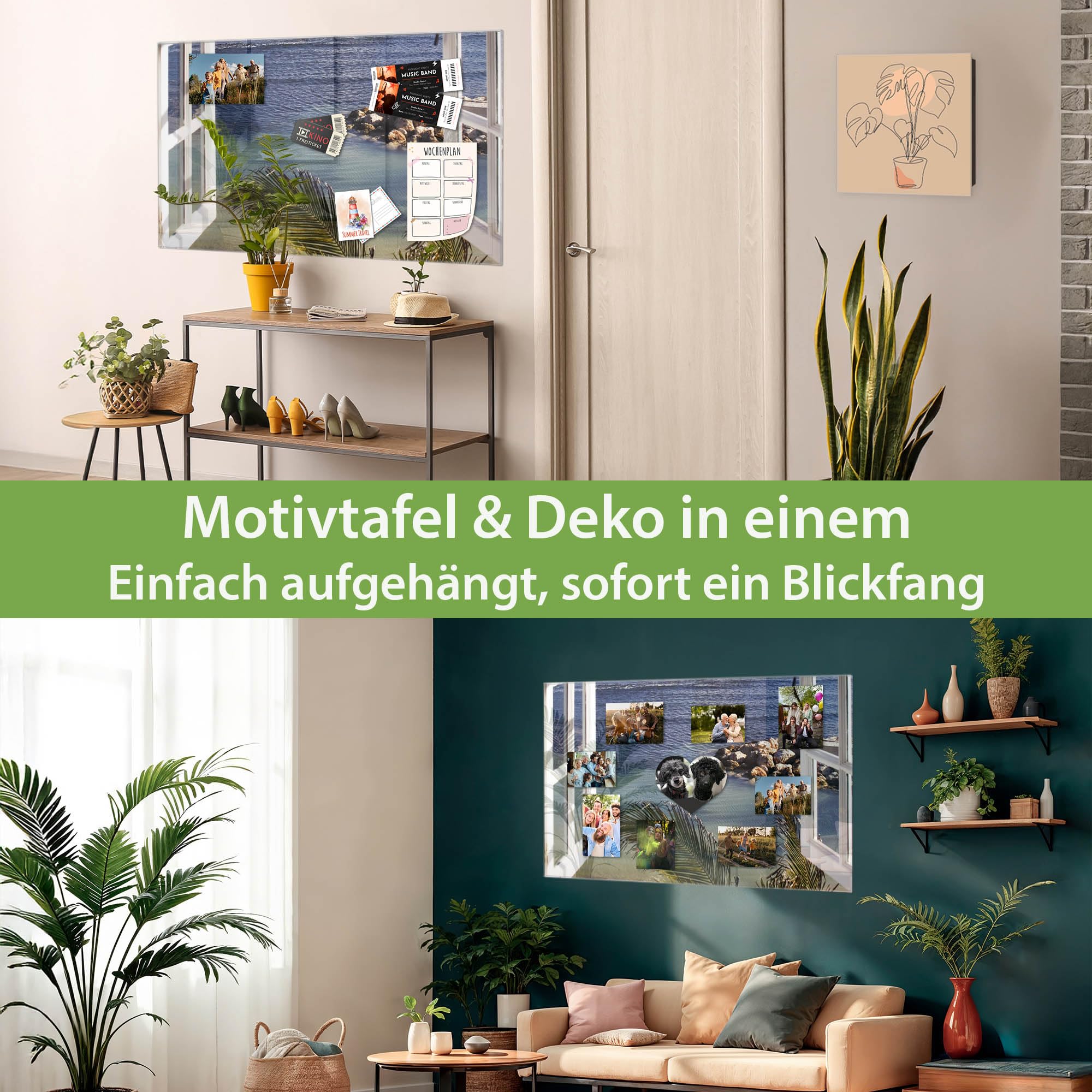 Banjado Magnettafel Fensterpanorama 120x80 cm Glasmagnettafel Meer