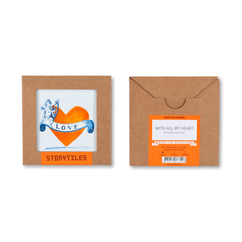 StoryTiles Delft Blue Met heel mijn hart Fliese 10x10 cm Herz