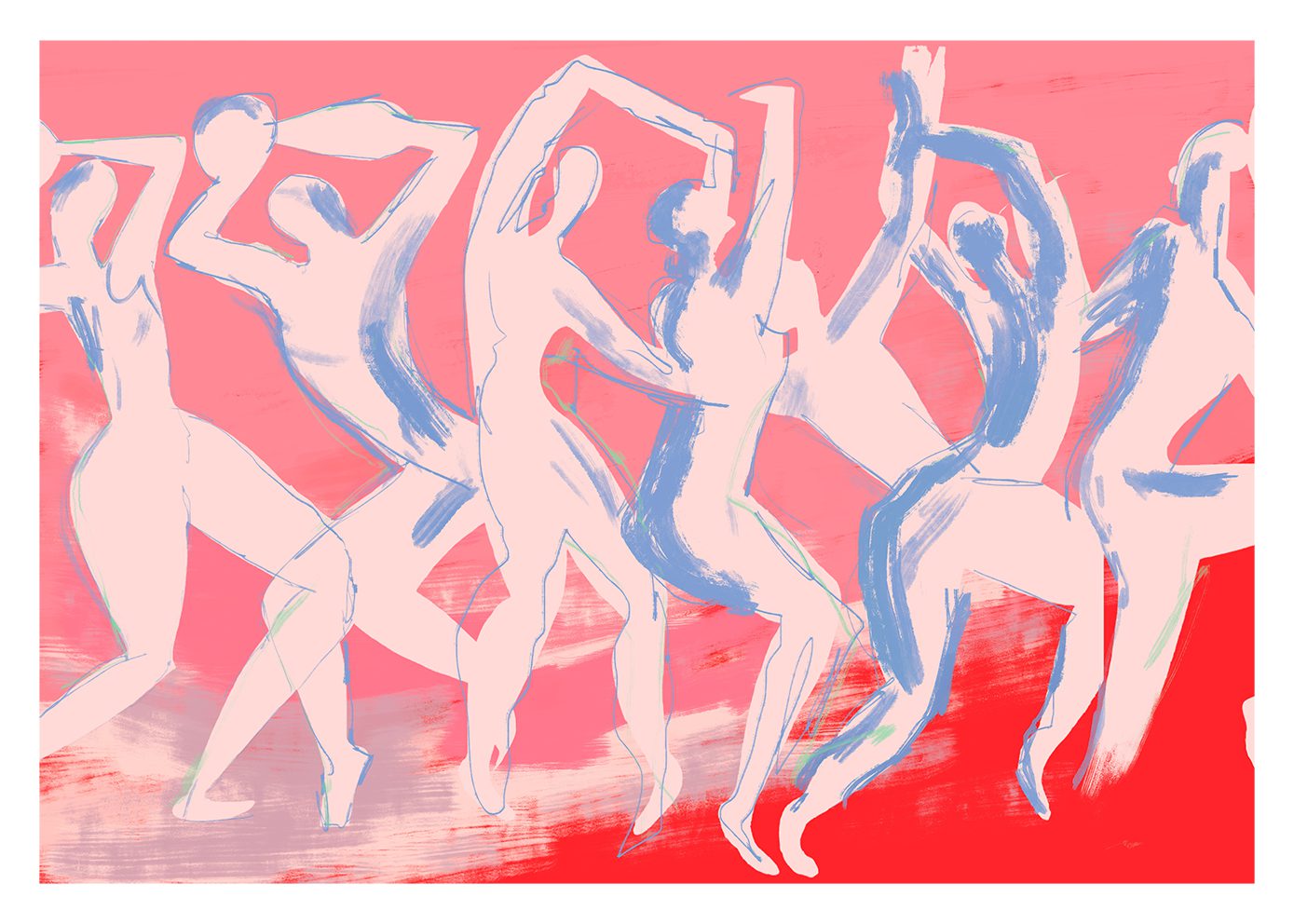 The Poster Club Art Prints Dancing Poster A4 blau rosa