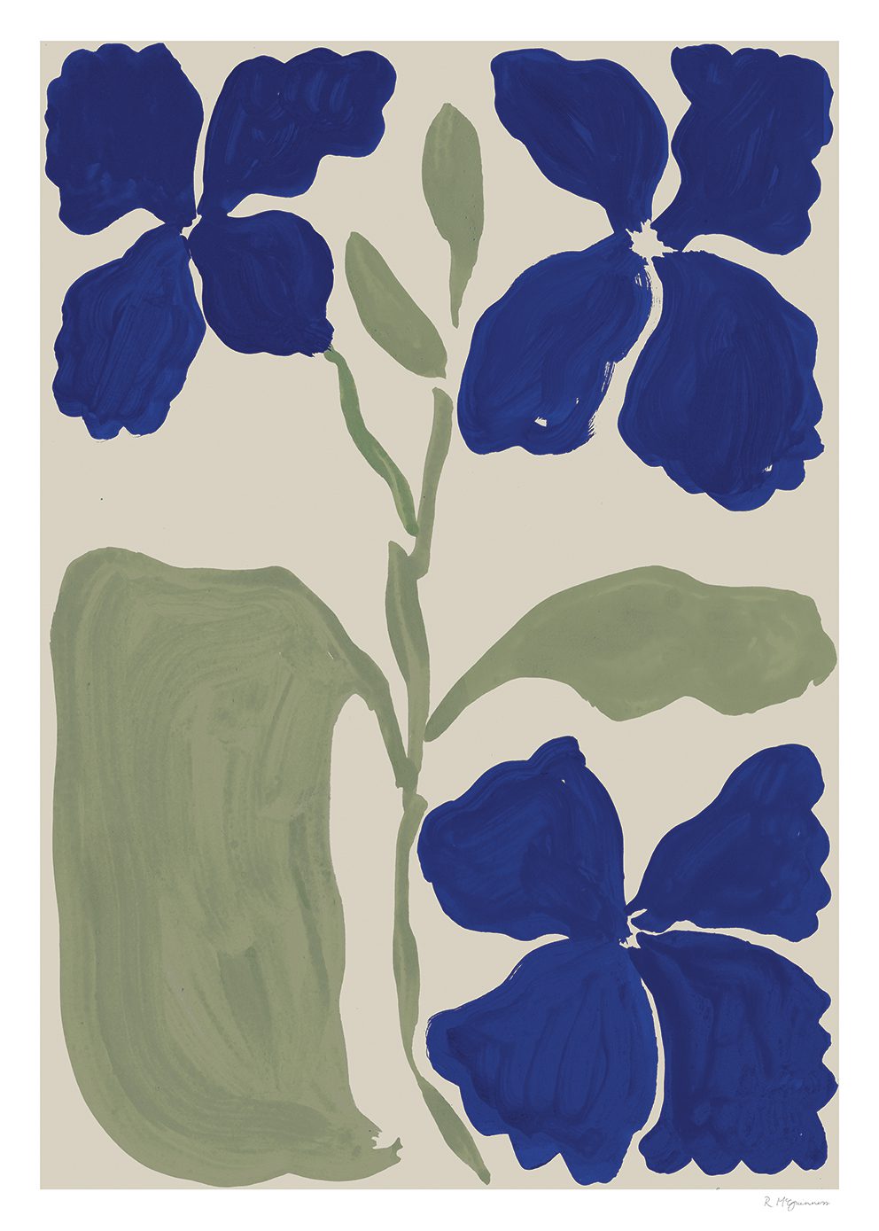 The Poster Club Art Prints Flowers Poster 30x40 cm blau
