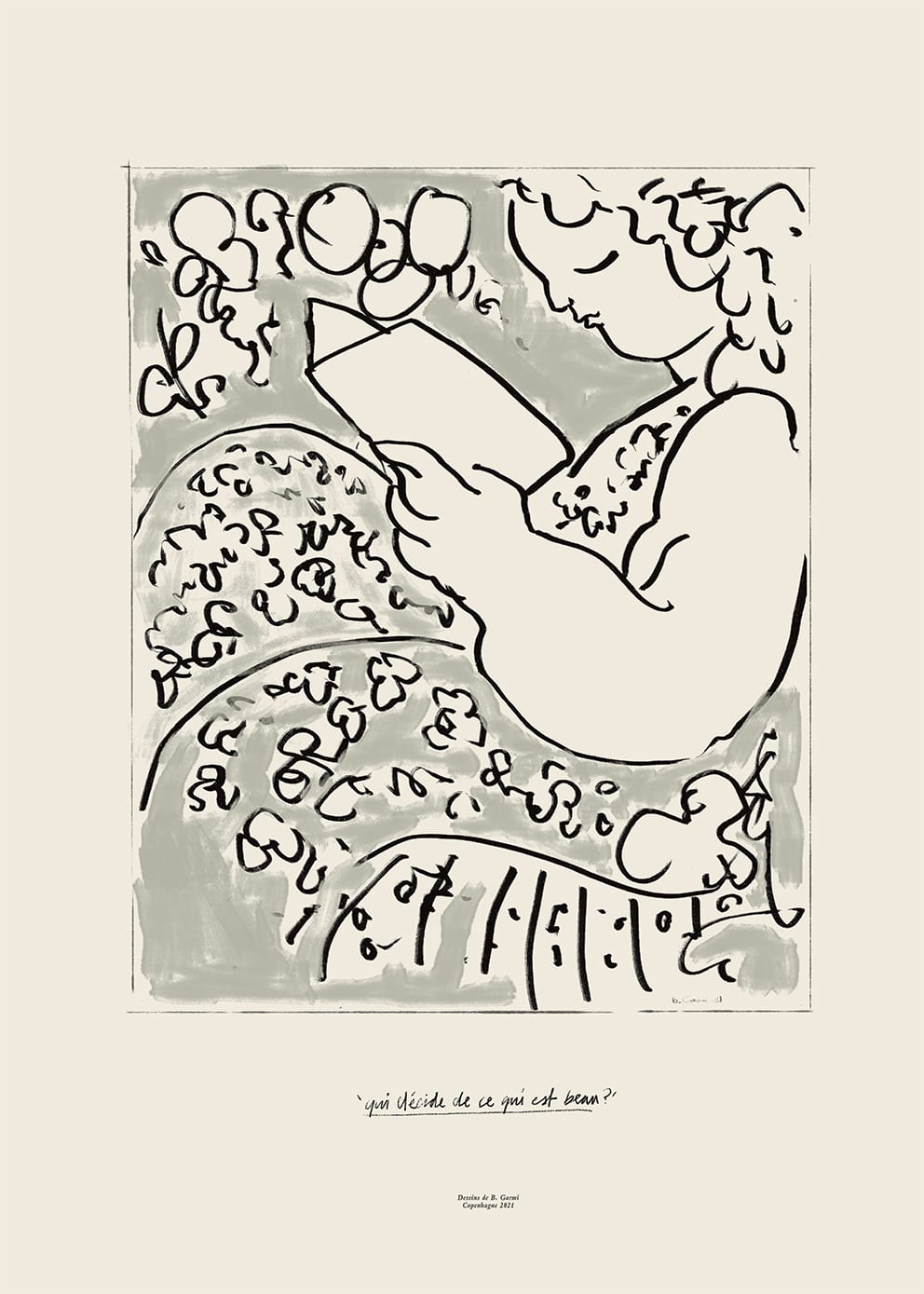 The Poster Club Art Prints Reading Poster A4 beige