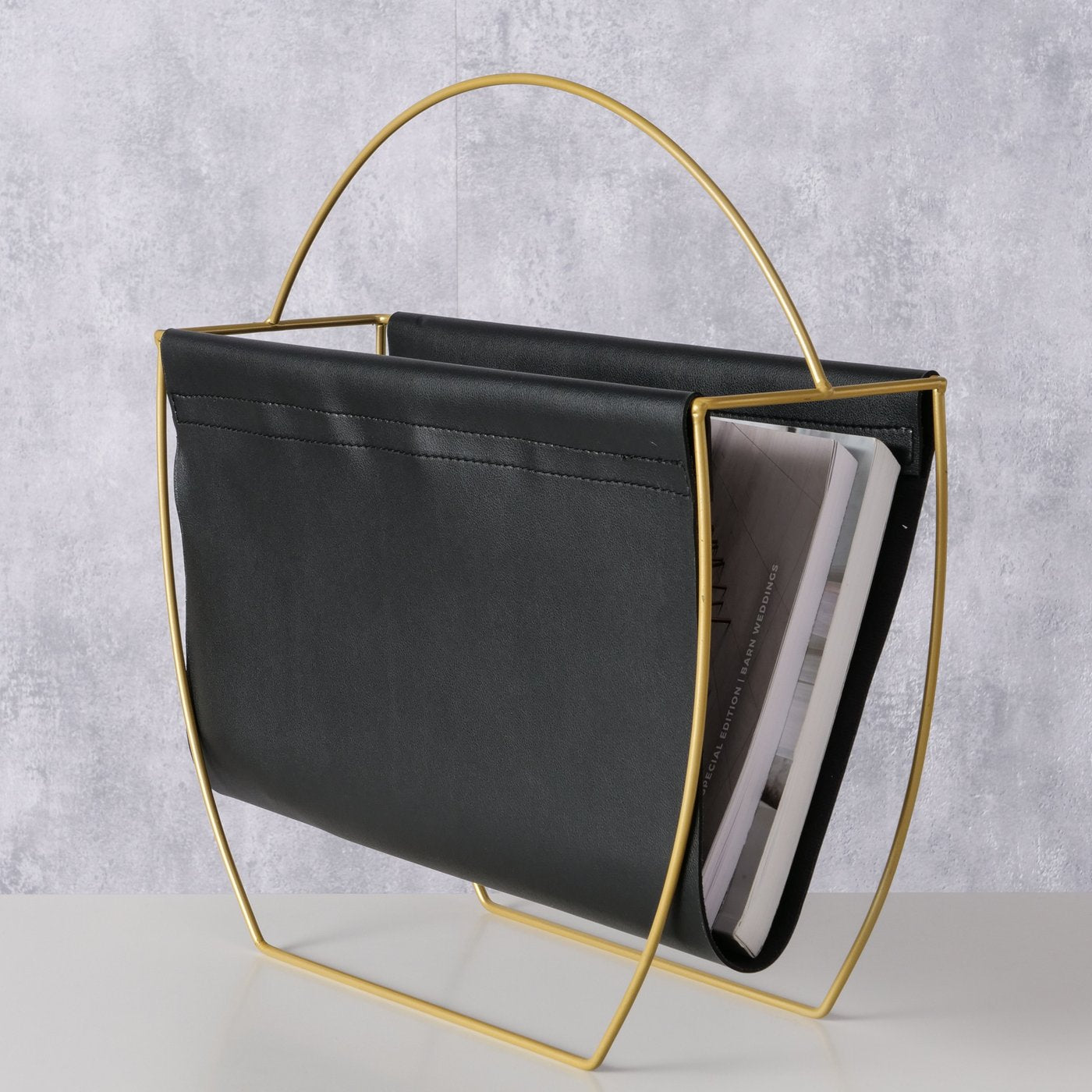 LS-LebenStil Möbel & Wohnen Magazinständer Schwarz Gold 40cm